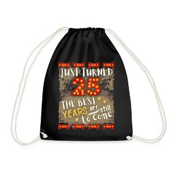 25. Geburtstag 25 Jahre alt Vintage-Design, Spruch - Turnbeutel - Schwarz - Vorne