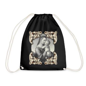Mutter-Maria, Mother-Mary mit Jesuskind, Christus - Turnbeutel - Schwarz - Vorne