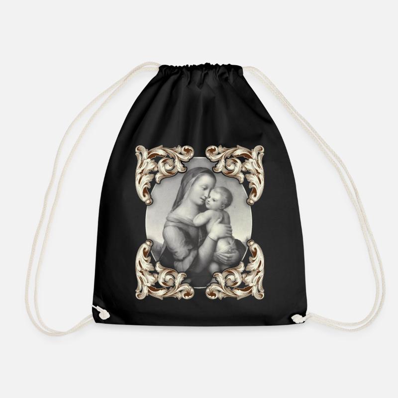 Mutter-Maria, Mother-Mary mit Jesuskind, Christus - Turnbeutel - Schwarz