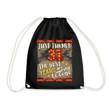 31. Geburtstag 31 Jahre alt Vintage-Design, Spruch - Turnbeutel - Schwarz - Vorne