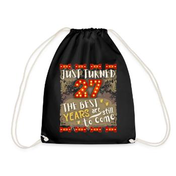 27. Geburtstag 27 Jahre alt Vintage-Design, Spruch - Turnbeutel - Schwarz - Vorne