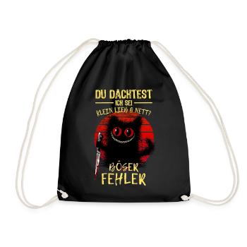 Böser Fehler Grinsekatze Verrückte Katze Messer - Turnbeutel - Schwarz - Vorne