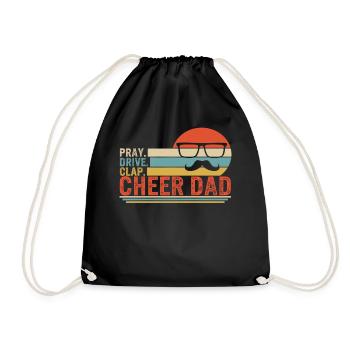 Cheerleading Shirt, Pay Drive Clap Cheer Dad - Drawstring Bag - black - Front