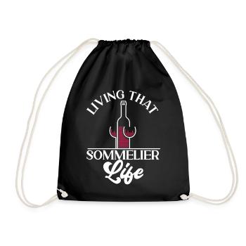Sommelier Wine Drinking Tasting - Drawstring Bag - black - Front