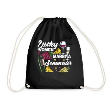 Sommelier Wine Drinking Tasting - Drawstring Bag - black - Front