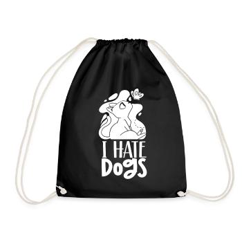 I Hate Dogs Lovers Cat Cats Pet - Drawstring Bag - black - Front