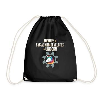 Sys-Admin Entwickler Devops-Ingenieur Einhorn - Turnbeutel - Schwarz - Vorne