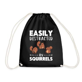 Cute squirrel lover — easy from - Drawstring Bag - black - Front