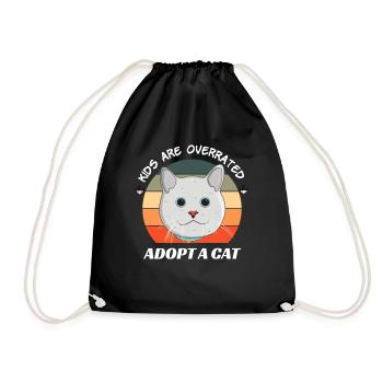 Kids are overrated adopt a Cat - Drawstring Bag - black - Front