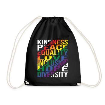 Gentillesse Paix Égalité Amour Inclusion Espoir Plongeurs - Sac de sport léger - noir - Devant