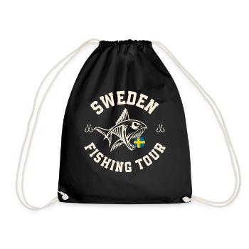 Schweden Angeltour Angeln Angler - Turnbeutel - Schwarz - Vorne