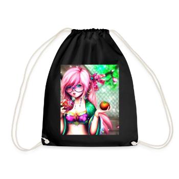Japan Anime Drawing - Drawstring Bag - black - Front