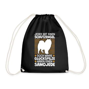 Samojede ist mein Schutzengel Schlittenhund - Turnbeutel - Schwarz - Vorne