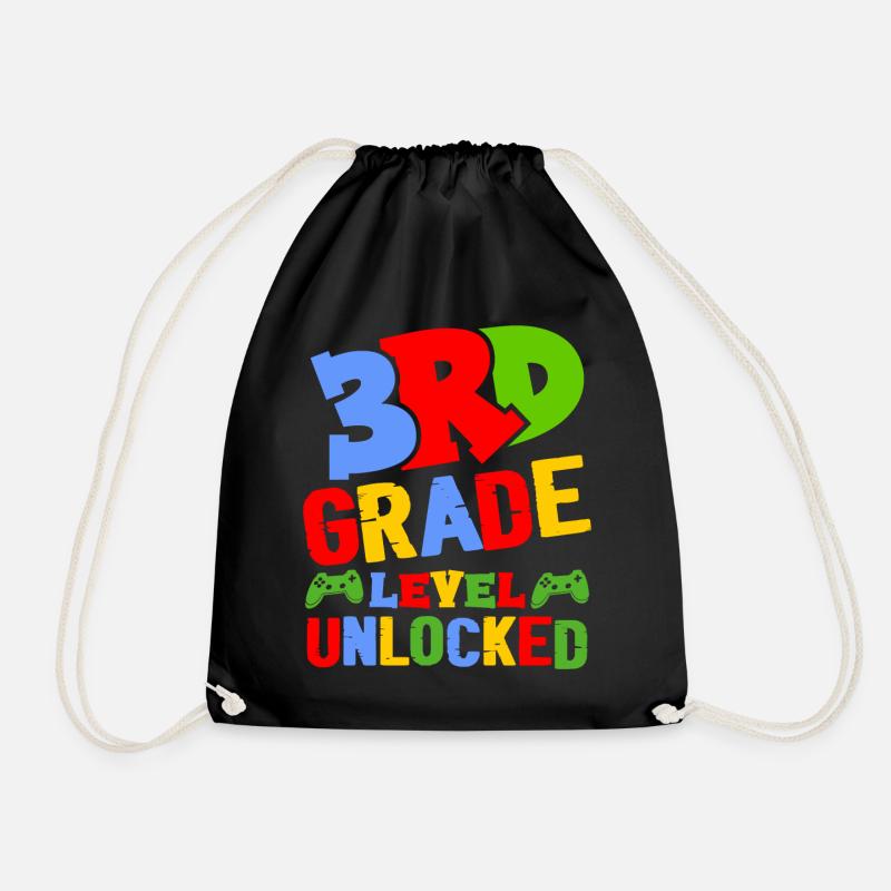 Back to School Video Gamer 3rd Grade Level - Drawstring Bag - black