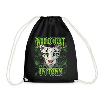 Chat sauvage, dicton drôle, panthère lion tigre - Sac de sport léger - noir - Devant