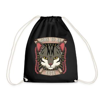 Funny cat, cute-cat, saying born-to-be-cute - Drawstring Bag - black - Front