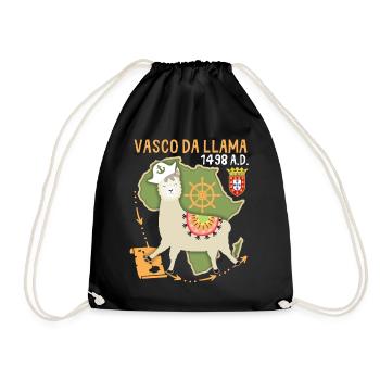 Lama-Llama, Vasco-Da-Gama, lustiger Spruch - Turnbeutel - Schwarz - Vorne