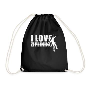 I love ziplining zip line zipline sport - Drawstring Bag - black - Front