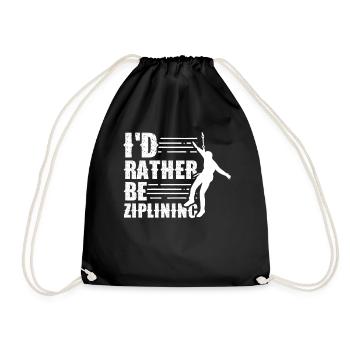 I'd Rather Be Ziplining Seilrutsche Sport Zipline - Drawstring Bag - black - Front