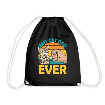 The Best Cat Dad Ever Cat Father - Drawstring Bag - black - Front