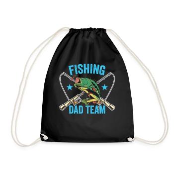 Fishing Papa Team Fishing Angler Sayings Father Daddy - Drawstring Bag - black - Front
