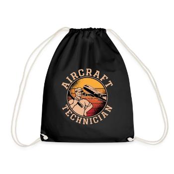 Aircraft Mechanic Aircraft Technician Aviation - Drawstring Bag - black - Front