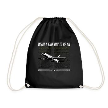 Aircraft mechanic, what a good day - Drawstring Bag - black - Front