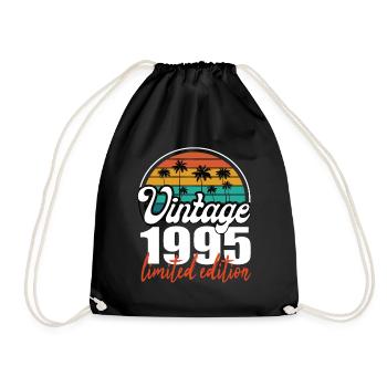 Vintage Birthday Birthday Retro 1995 Limited - Drawstring Bag - black - Front