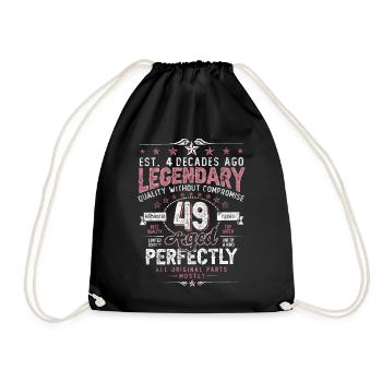 Vintage 49 Aged Perfectly Women on 49th Birthday - Drawstring Bag - black - Front