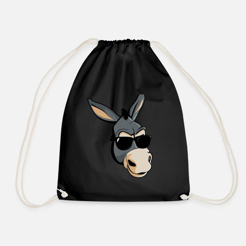 Cooler Esel mit Sonnenbrille - Turnbeutel - Schwarz