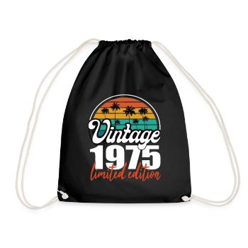 Vintage Birthday Birthday Retro 1975 Limited - Drawstring Bag - black - Front