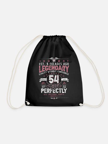 Vintage 54 Aged Perfectly Women on 54th Birthday - Drawstring Bag - black