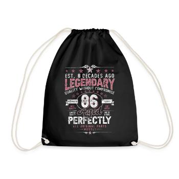 Vintage 86 Aged Perfectly Women on 86th Birthday - Drawstring Bag - black - Front