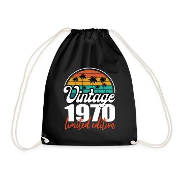 Vintage Birthday Birthday Retro 1970 Limited - Drawstring Bag - black - Front