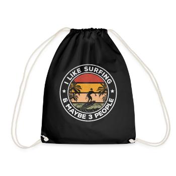 Wave Surfer Ich mag Surfen und vielleicht 3 Leute - Turnbeutel - Schwarz - Vorne