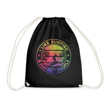 Surf J’aime le surf et peut-être 3 personnes - - Sac de sport léger - noir - Devant