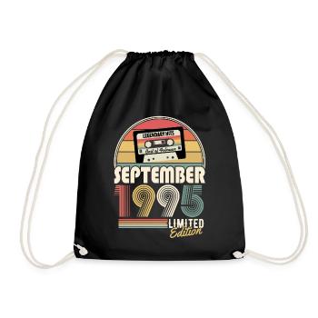 September 1995 Jahrgang Geburtstag Geschenk - Turnbeutel - Schwarz - Vorne