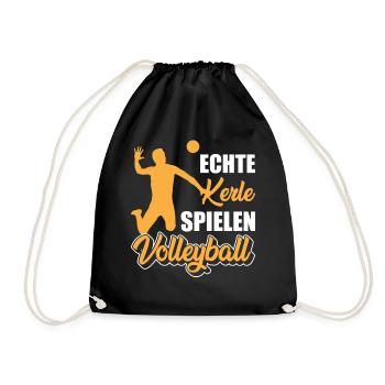 Beachvolleyball | Echte Kerle spielen Volleyball - Turnbeutel - Schwarz - Vorne