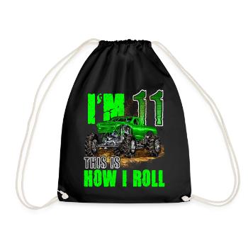 11th Birthday Monster Truck For Boys & Girls 11 - Drawstring Bag - black - Front