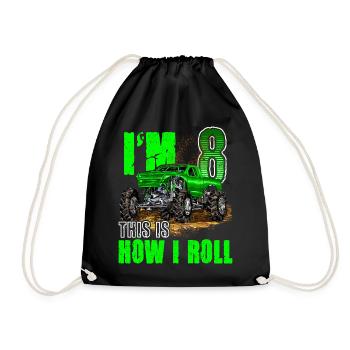 8th Birthday Monster Truck For Boys & Girls 8 Year - Drawstring Bag - black - Front