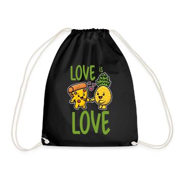 Pineapple Belongs On Pizza Funny Food - Drawstring Bag - black - Front