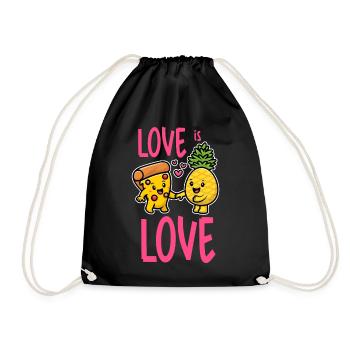 Pineapple Belongs On Pizza Funny Food - Drawstring Bag - black - Front
