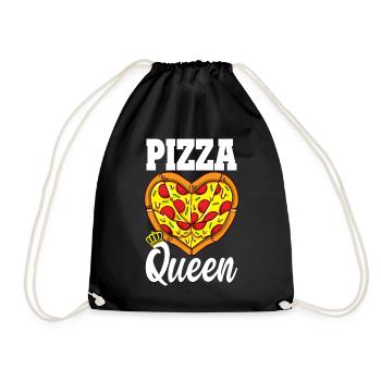Funny Pizza Lover Pizza Queen Foodie - Drawstring Bag - black - Front