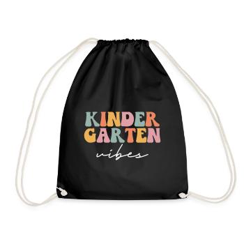 Groovy Hello Kindergarten Vibes Retro Lehrer - Turnbeutel - Schwarz - Vorne