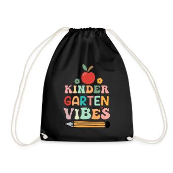 Groovy Hello Kindergarten Vibes Retro Teacher - Drawstring Bag - black - Front