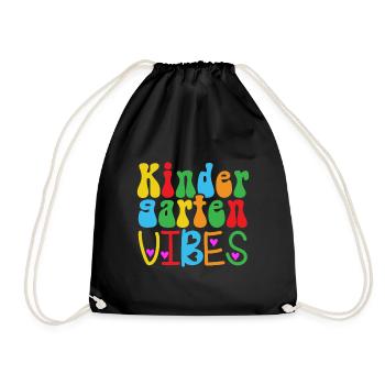Groovy Hello Kindergarten Vibes Retro Lehrer - Turnbeutel - Schwarz - Vorne