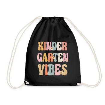 Groovy Hello Kindergarten Vibes Retro Lehrer - Turnbeutel - Schwarz - Vorne