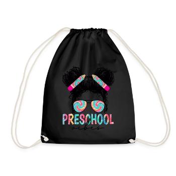 Preschool Vibes Cute Retro Back to School, Boys, - Drawstring Bag - black - Front