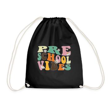 Preschool Vibes Cute Retro Back to School, Boys, - Drawstring Bag - black - Front