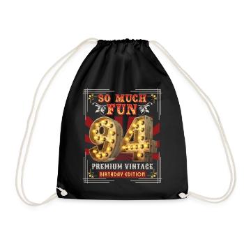 94th birthday 94 years Vintage-Retro Fun-Birthday - Drawstring Bag - black - Front